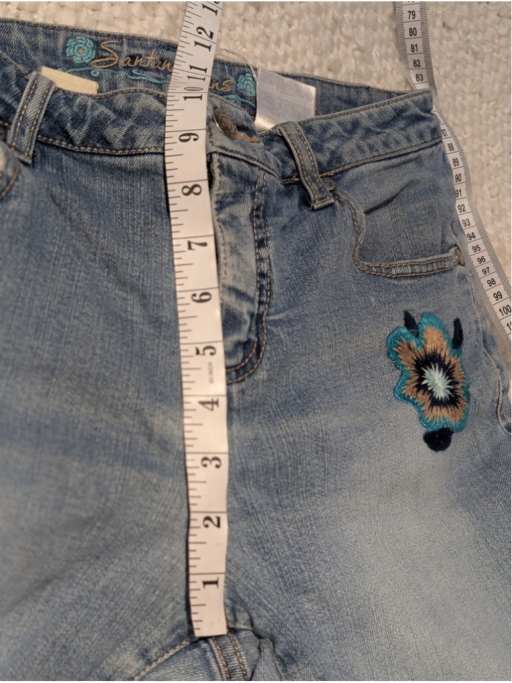 725 - Santana Jeans Y2K Size 30 Embroidered Floral Bootcut Flare Jeans - Picture 9 of 10
